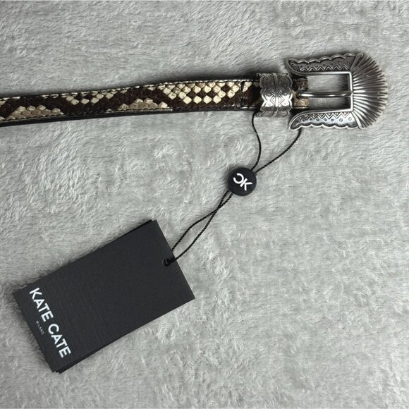Kate Cate Thin Kim Python-Print Calfskin Leather Belt With Western-Style Silver main image 13